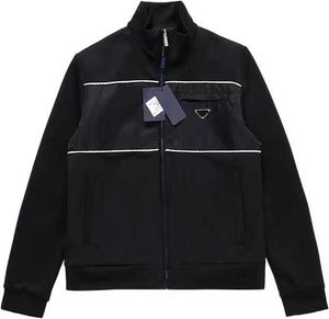 designerski płaszcz kurtki Wysokiej jakości stały kołnierz Trójkąt logo zszyta czarna kurtka męska sportowy sport