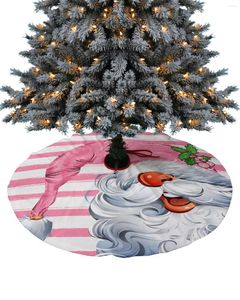 Decorações de natal gnomos listras rosa saia de árvore natal para casa suprimentos saias redondas base capa