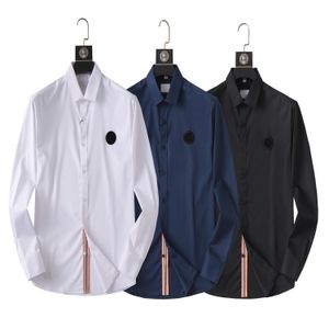 Camisa de hombre, camiseta, camisa de negocios informal y elegante, color liso a rayas, letras bordadas de talla grande, talla asiática para hombre S-4XL
