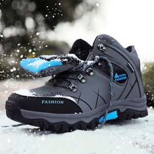 Scarpe eleganti Stivali da uomo Scarpe da ginnastica in pelle impermeabili da neve invernale Caldo peluche Uomo Marca Outdoor Scarpe da lavoro alla caviglia da trekking da uomo 230912