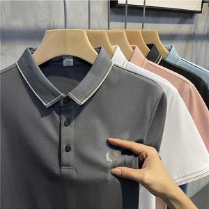 Men's Polos Summer Product Wheat Ear Small Embroidery High End POLO Shirt Casual Style Slim Fit Vintage Top