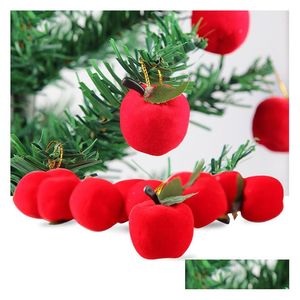 Noel Süslemeleri Chiristmas Tree Apple Dekorasyon 12 PCS/LOT ÜRÜN SÜZİ KIRMIZI KIRMIZI Elma Hediye Süsleme Damlası Teslimat Evi DH0DA