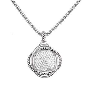 Designer DY necklace Luxury Top popular cable button wire 20MM set with zircon imitation diamond large pendant stainless steel chain Accessories jewelry Valentine