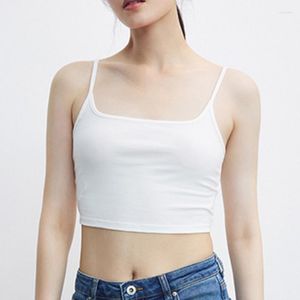 Camisoles Tanks Frauen Crop Tops Nahtlose Spaghetti Unterwäsche Sexy Top Weibliche Sommer Abgeschnitten Angepasst Strap Camis Rückenfreies Geripptes Leibchen