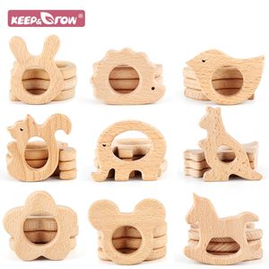 Teethers Toys 1pc Baby Teether Wooden Food Grade Cartoon Animals DIY Kids Teething Necklace Nursing Toy ral Beech Wood Rodent 230914