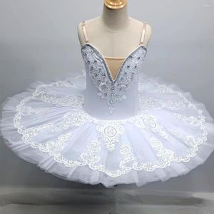 Сценическая одежда, балетное платье-пачка для девочек, детей и женщин, профессиональные костюмы «Лебединое озеро», танцевальные белые блинные пачки принцессы с обручем