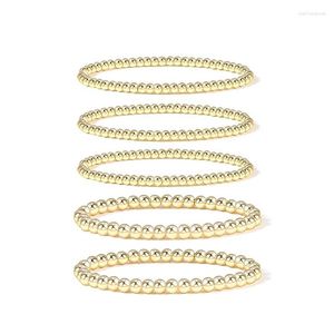 Strang Badu Goldperlen-Armband für Damen, 14 Karat vergoldet, Kugelperlen, dehnbar, elastisch, Modeschmuck, Geschenke