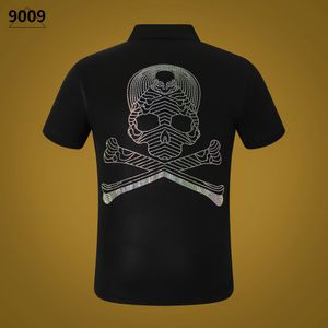 Novo pp men polo camisa verão crânio diamante phillip plain manga curta designer t camisa harajuku t marca crânios impressão topos streetwear fp90091