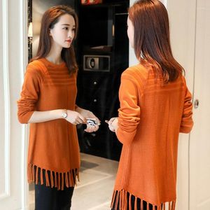 Women's Sweaters 2023 Autumn And Winter Ladies Fashion Was Thin Wild Tassels In The Long Section Of Knitted Bottoming Shirt Tide