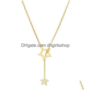 Pendant Necklaces Vintage Mtilayer Crystal Necklace Women Gold Color Moon Star Horn Crescent Choker Jewelry Drop Delivery Pendants Dhhvd