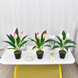 Decorative Flowers Artificial Palm Green Plants Anthurium Outdoor Wedding Home El Fake Flower Decor Simulation Arrangement Decoration