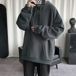 Mäns hoodies tröjor hybskr koreanska mäns fasta färg tröja hoodies 2023 casual huvtröjor tröjor hoodie varm manlig lös man kläder 3xl 230914