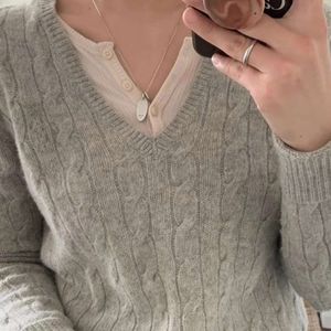 Designer tröjor Kvinnor Top Woman Neck and Sweater Luxury Ralphs Polos Pony Lazy Wind Woool Fried Ded Tving V-hals Knitwear Women's Blouse Sticking New Short