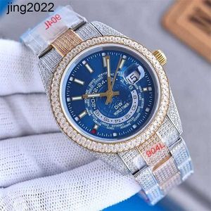 Luxo completo Mosonite diamante relógio mecânico movimento de quartzo à prova d'água qualidade superior 41mm com pulseira de aço cravejado de diamantes Bling Dial Bezel Band9WS1 mesa