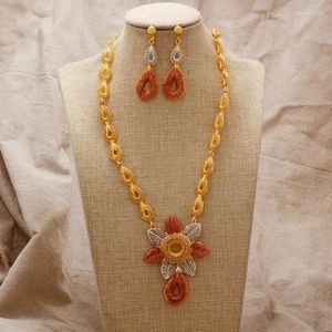 Necklace Earrings Set Gold Color Jewelry For Women Bride Dubai Africa Luxury Punk Wholesale