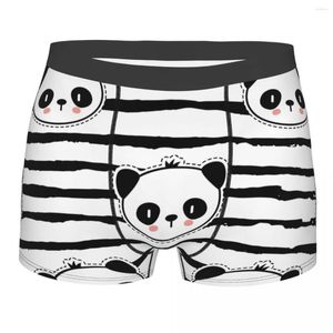 Unterhosen Herren Boxer Sexy Unterwäsche Weiche lange Boxershorts Schwarz-Weiß-Pandabär-Streifenmuster Männliche Höschen