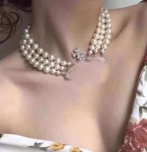 Designer di alta qualità multistrato perla strass viviene collana westwood catena clavicola collane barocche per gioielli da donna regalo