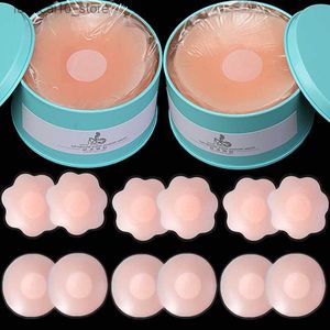 Almofada de peito 1/6 pares / caixa Capa de silicone para mamilos reutilizáveis Mulheres Pétalas de peito Levantam pastéis invisíveis Bra Pad Adesivo Patch Boob Pads Adesivo Q230914