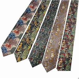 Laços de pescoço impressos gravata floral 8cm de largura engraçado para homens mulheres camisa de festa acessórios 146cm entrega de gota moda dhvwk