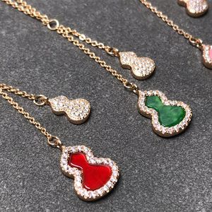 18K gold Plated diamond Pendant necklace classic titanium steel diamond gourd Pendant necklace womens necklace designer Jewelry Colorless Craft