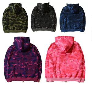 Mens hooded Hoodies Jacket Loose Camouflage long Designer zip up?shark?jackets print coats woman sleeve hoody Wnjws