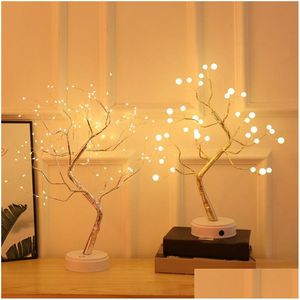 Cordas LED Lâmpada de árvore decorativa Lâmpada operada por bateria Luzes de mesa Bonsai Iluminação com 36LEDs 108LEDs para decoração de mesa de quarto N Dhy0G