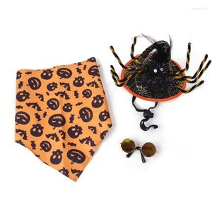 Costumi per gatti 1 set Cappello da strega divertente per Halloween Festa dispettosa Pet Inverno Cosplay Pirata con bandana Set di occhiali da sole