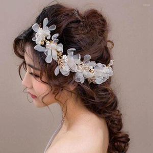 Hårklipp lyxiga blommor hårband huvudbonad prom brud bröllopstillbehör lämnar pannband pärlstift handgjorda huvud smycken ml