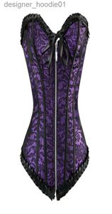 Women's Shapers Vintage Sexy Corsets And Bustiers Zipper Front Gothic Floral Overbust Corset Body Trainer Shapewear Top Plus Size S6XL6757090 L230914