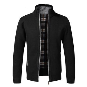 Mens Ceketler Sonbahar Kış Sıcak hırka Erkekler Polar Fermuar Sweaters İnce Fit Örgü Sweatercoat Kalın Sweater Ceket 230912