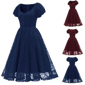 Ethnische Kleidung Damen Spitze Hochzeit Blase Ärmel Retro-Stil Blau Erwachsene Französisch Chinesisch Medium Einfaches Abendkleid