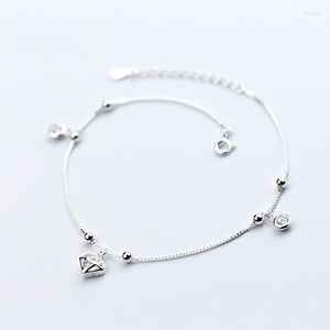 Anklets Fashion Authentic 925 Sterling Silver Anklet Fine Jewelry Crystal Foot Chain For Women Girl S925 Ankle Bracelet