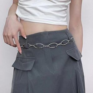 Retro Gümüş Metal Zincir Mektup Bel Zinciri Erkekler ve Kadınlar Eşleşen Dekoratif Etek Kot Kemer Moda Bel Mührü Top Maça