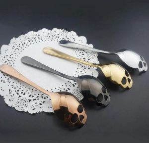 NEW Sugar Skull Tea Spoon Suck Stainless Steel Coffee Spoons Dessert Spoon Ice Cream Tableware Colher Kitchen Accessories DHL free ZZ