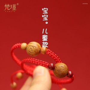 Charm Bracelets Fanjin Original Design Peach Wood Pit Cinnabar Red Rope Bracelet Baby Children's Life Year Ornaments Gift