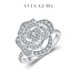 Hochzeit Attagems 1,5 CT Ring für Frauen D VVS runder Diamant Doppel-Halo-Ring Verlobung Weihnachten 925 Sterling Silber Hochzeit 230914