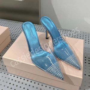 Estate nuovi sandali di cristallo in PVC multicolore donne scarpe a punta sottili scarpe tacco alto sexy slip on scarpe da sposa di lusso partito 2023 scarpe da donna con tacco a spillo scarpe sexy 2022