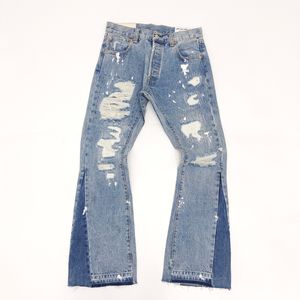 Spring Men's Fashion High Street Hip Hop Vintage Pants tvättade jeans