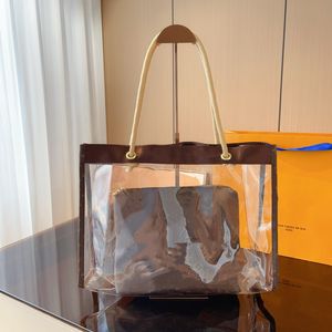 Transparent jelly tote bag keepall beach pvc clutch bags luxury designer large summer shoulder crossbody handbags fashion monograms tote bag 2pcs high quality