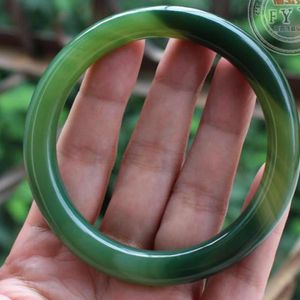 Bangle 2023 Real Green Jade Natural Handmade Round Bracelets Jewelry Accessories Certified Jades Stone Bangles Ladies Gifts