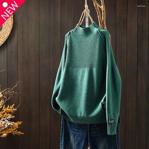 Women's Sweaters Half Turtleneck Jumper Woman Knitted Blouses Ladies Asymmetrical Winter Vintage Long Sleeve Autumn Warm Tops T776