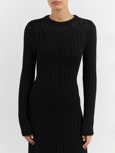 Casual Dresses Crewneck Sweater Dress For Women Long Sleeve Slim Fit Fall Knit Bodycon Maxi Streetwear