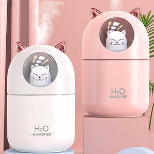 Humidifiers Air Humidifier Cute Cat Aroma Diffuser with Colorful Night Light Mute USB Charging Mist Maker for Home Bedroom Desktop Office L230914