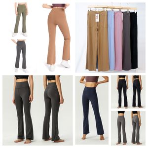 Yogakläder blossade byxor Groove Summer Ladies High midja Slim Fit Belly Bell-Bottom Trousers visar ben Långt yogakonditionsmode