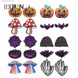 Breast Pad Shiny Sequin Nipple Covers Halloween Cosplay Pumpkin Pasties Festivals Raves Parties Seamless Breathable Underwear Chest Paste Q230914