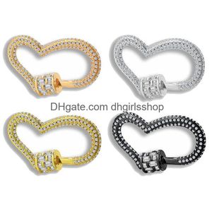 CLASPS HOOKS RIVERSR CZ MICRO PAVE SCREW VIT POCK GUL GUL Black Heart Copper Zircon DIY smyckesfynd Partihandel Drop Delivery DHDCZ