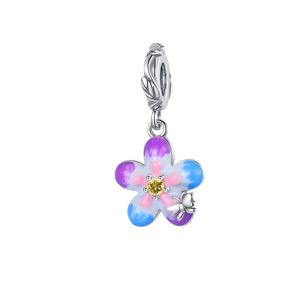 Sterling Silver 925 Borboleta Flor de Cerejeira Irmã Coração Charme Charme Bead DIY Fit Pandoras Pulseira Colar Pulseira Para Mulheres Designer Jóias Senhora Presente