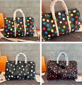 Duffel 3D 페인트 물방울 무늬 가방 모든 45cm 여행 밴 디어 가방 타우 릴론 환상 yayoi kusama 모노그램 패턴 큰 카포