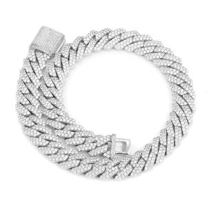 Sier Hip Hop Chain Link 19mm 20mm Kubansk halsband VVS Moissanite smycken