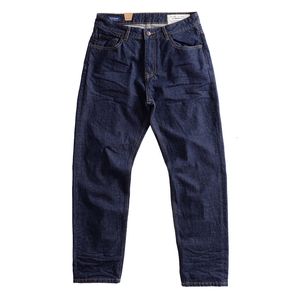 Mens Jeans Vintage Solto Algodão Denim Calças para Homens Outono Azul Escuro Casual Perna Reta 230914